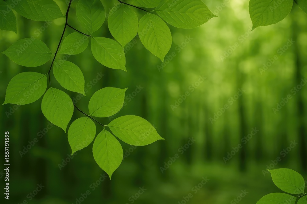 Poster lush foliage on a tree set against a forest backdrop