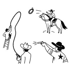 Fototapeta premium themed vector icons representing cowboy culture 01