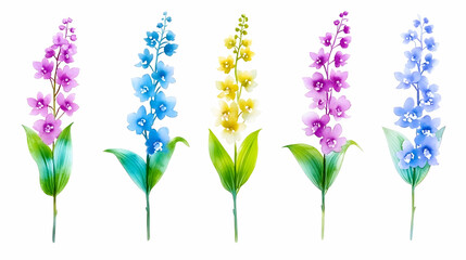 Obraz premium Watercolor floral bouquet, diverse colors, isolated, white background, design element