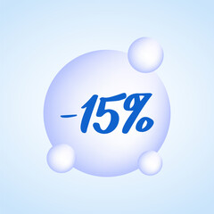 A 15% discount badge. Simple minimalist design. Vector illustration