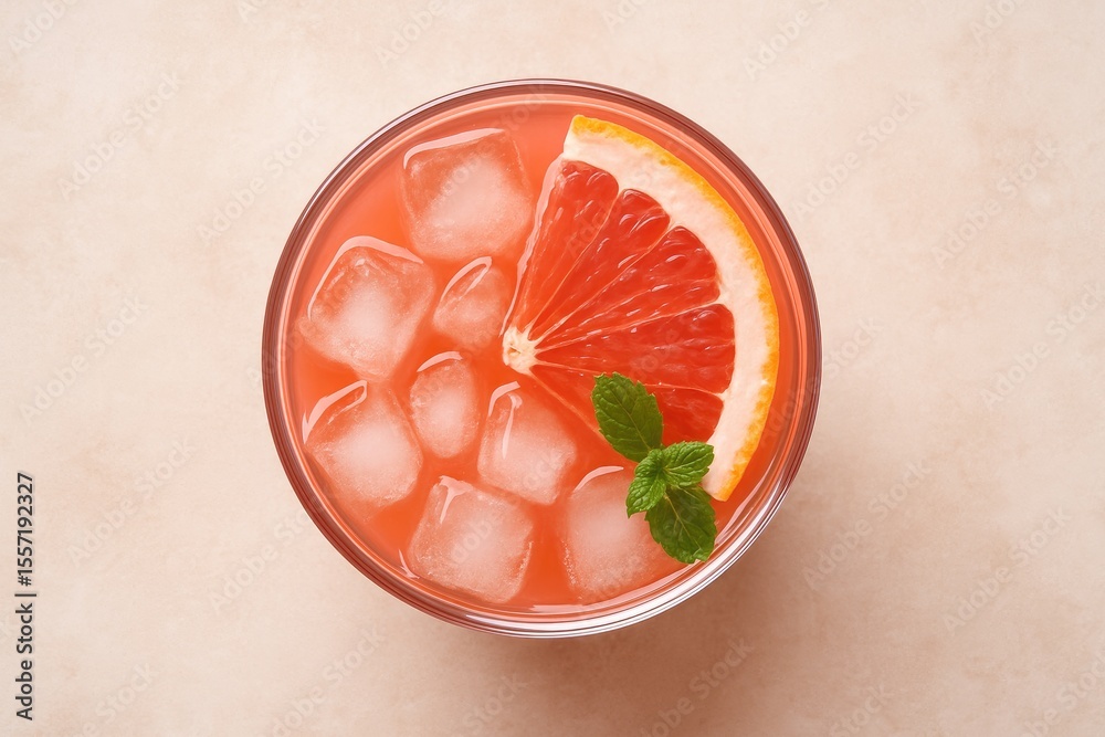 Poster overhead perspective of a grapefruit-based cocktail