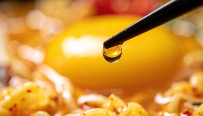 Close Up Of Droplet On Ramen With Egg