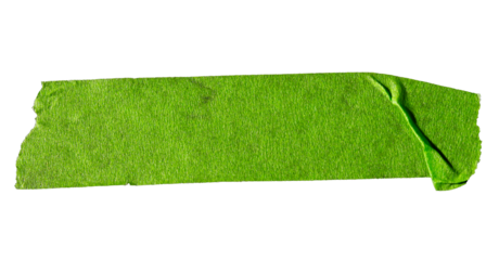 Green adhesive torn paper masking tape isolated on white background