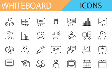 Business and Educational Whiteboard Icons for Effective Communication
