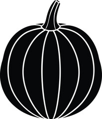 Traditional Fall Pumpkin Vector in Solid Black Style