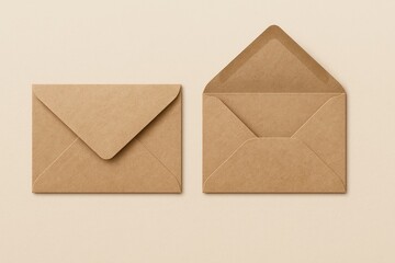 Sealed and unsealed paper envelope isolated on white background