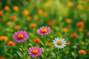 Beautiful blooming plants in the outdoor garden