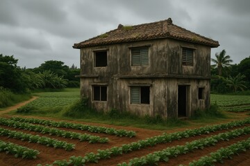 Abandoned residence situated within rural farmland