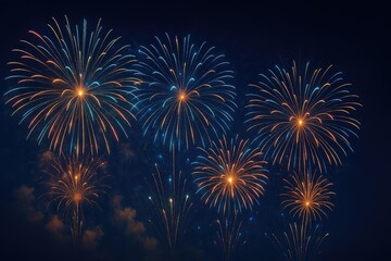 Fototapeta premium Vibrant fireworks lighting up the evening sky for a celebration