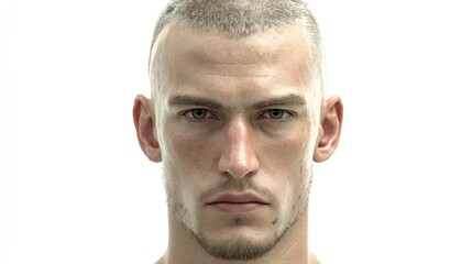 Obraz premium Closeup profile portrait young man freckles light skin handsome male model ear boy face head eyes