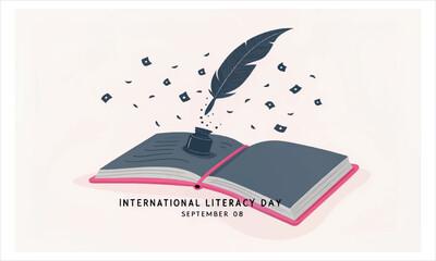 International literacy day celebration with graduation cap and open books