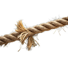 Thick  rope near to break. Isolated on a transparent background
