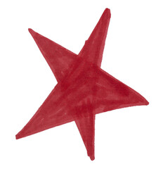 Red star drawn with marker on transparent background