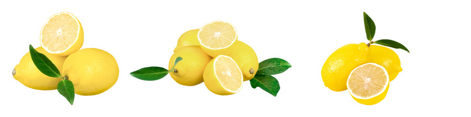 Bright Yellow Lemon Collection with Transparent Background