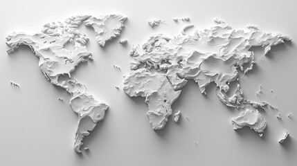 Detailed three-dimensional world map.