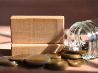 Free space for writing text in the concept of saving money and finance.Selection focus.