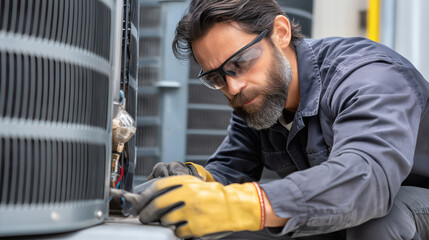 HVAC Technician Repairing Outdoor Unit