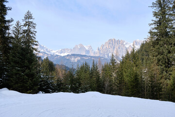 February, 2025, Fassa Valley: view of scenery mountain of Val s. Nicolo'