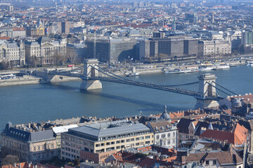 Budapest city photographed from Matthias church tower