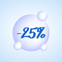 A 25% discount badge. Simple minimalist design. Vector illustration