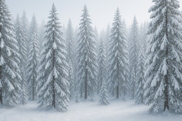 Obraz premium Winter woodland scene with snow-covered trees