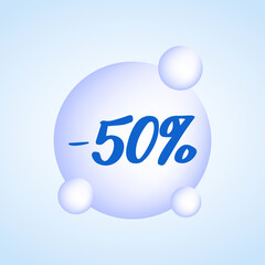 A 50% discount badge. Simple minimalist design. 