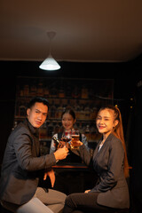 Couples celebrate birthday parties and holidays, happy life at night at nightclub