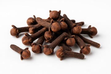 Obraz premium White background featuring aromatic cloves as spices