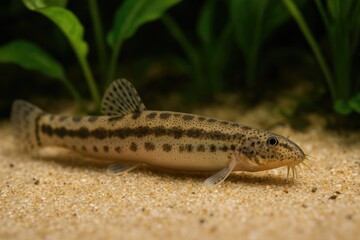 Freshwater ornamental fish with spined fins thriving in European aquariums on sandy substrates