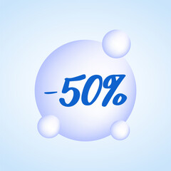 A 50% discount badge. Simple minimalist design. Vector illustration
