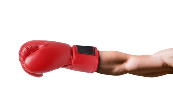 Hand in boxing glove on transparent background png