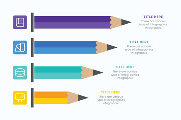 Pencil infographic design template with 4 step for education and Business Concepts, Modern flat vector illustration for presentation