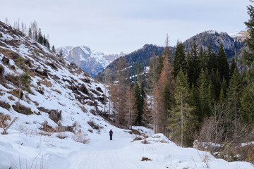March 2025: Scenic view of snow covered mountains against sky, Fassa Valley.