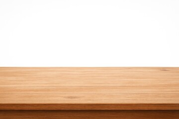 Fototapeta premium Empty wooden surface with a white background, perfect for product display or montage