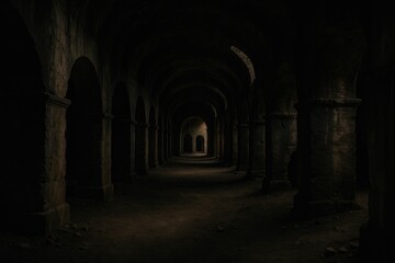 Obraz premium Gloomy underground scene within ancient underground tunnels of a historic arena