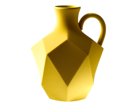 Yellow Geometric Vase with Handle