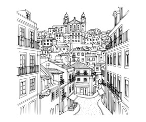 Line Art of Bairro Alto, Lisbon