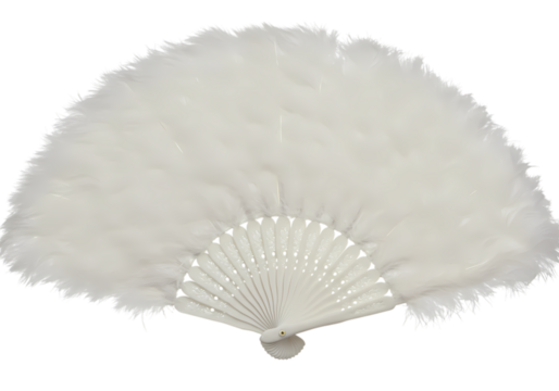 White Feather Hand Fan isolated on transparent background