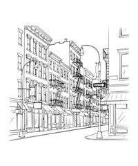 Line Art of Bleecker Street, Manhattan