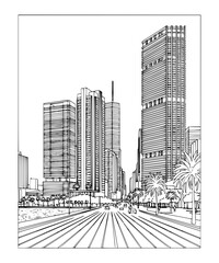 Obraz premium Line Art of Brickell Avenue, Miami