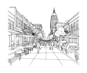 Obraz premium Line Art of Broadway, San Antonio