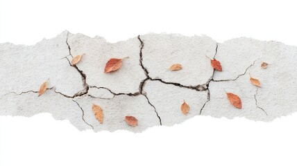 Cracked earth whispers autumns secrets, scattered sienna leaves, metaphor for inevitable change, observe Earth Days subtle dance