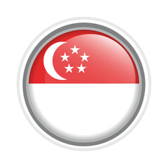 ingapore Flag Pin Icon Glossy Round National Symbol of Singapore