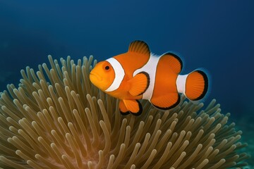 Colorful Marine Fish Navigating Through an Anemone Bloom