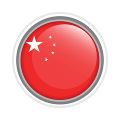 China Flag Pin Icon Glossy Round Chinese National Symbol Vector