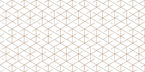 Fototapeta premium Geometric Seamless Pattern: Elegant and minimalist geometric seamless pattern featuring a repeating lattice design in beige on a white background. Perfect for various design applications. 
