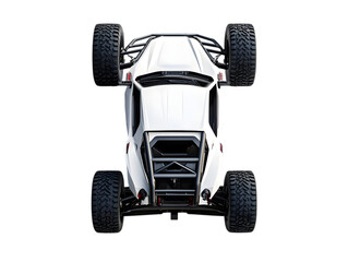 Top view of a white off road buggy vehicle isolated on transparent background