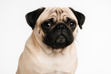Detailed close-up of a pug's face