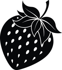 strawberry  silhouette, fruit vector collection, clipart isolated illustration