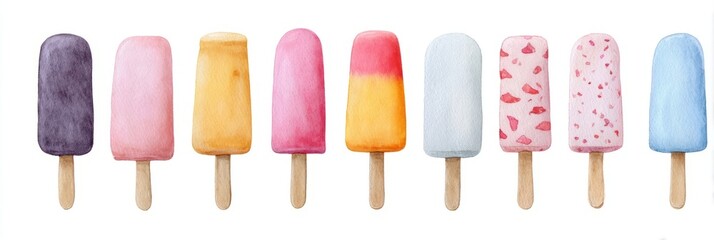 Colorful popsicles exude summer's kaleidoscope, evoking playful nostalgia and midsummer festivals, vibrant icy treats for dessert celebrations